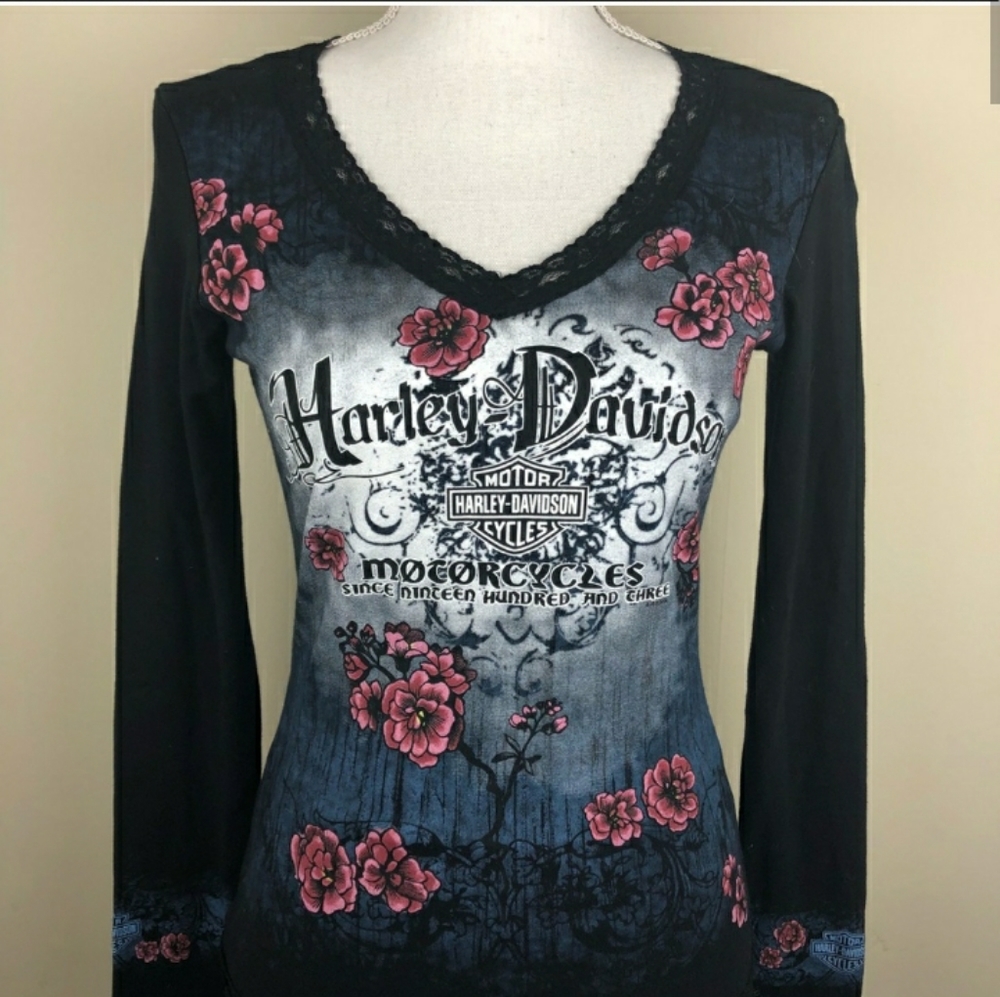 Harley Davidson Vneck long sleeve t-shirt